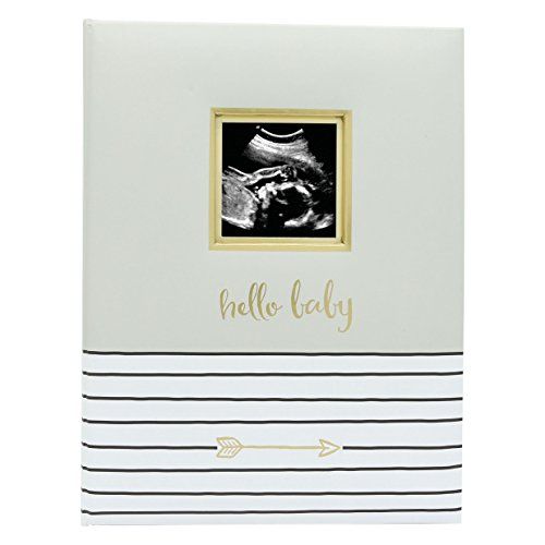  [아마존베스트]Pearhead Hello Baby, First 5 Years Baby Memory Book with Photo Insert, Gray