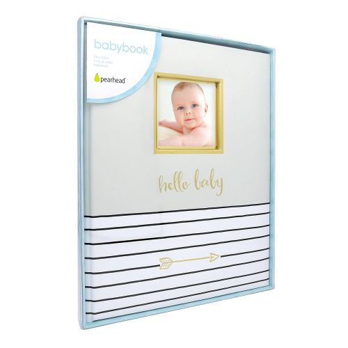  [아마존베스트]Pearhead Hello Baby, First 5 Years Baby Memory Book with Photo Insert, Gray