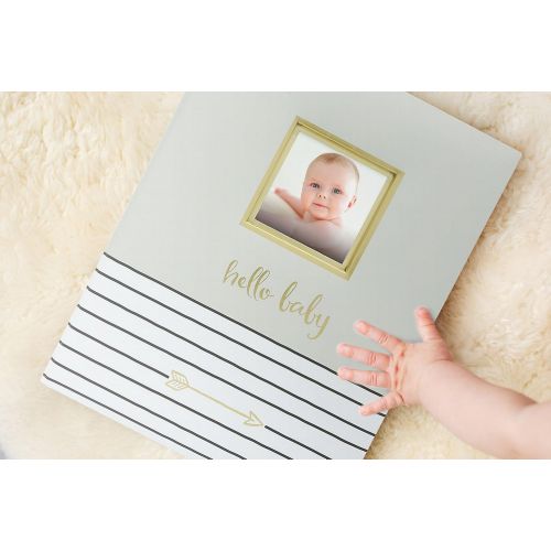  [아마존베스트]Pearhead Hello Baby, First 5 Years Baby Memory Book with Photo Insert, Gray