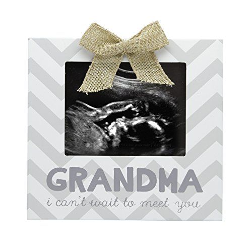  [아마존베스트]Little Blossoms by Pearhead Grandma I Cant Wait to Meet You Chevron Sonogram Frame, Gift for Grandma, Gray & White