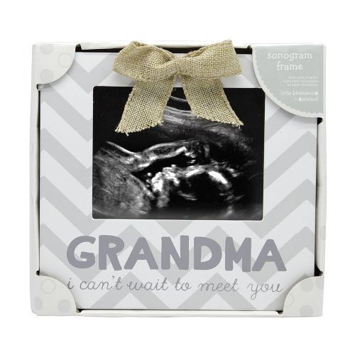  [아마존베스트]Little Blossoms by Pearhead Grandma I Cant Wait to Meet You Chevron Sonogram Frame, Gift for Grandma, Gray & White