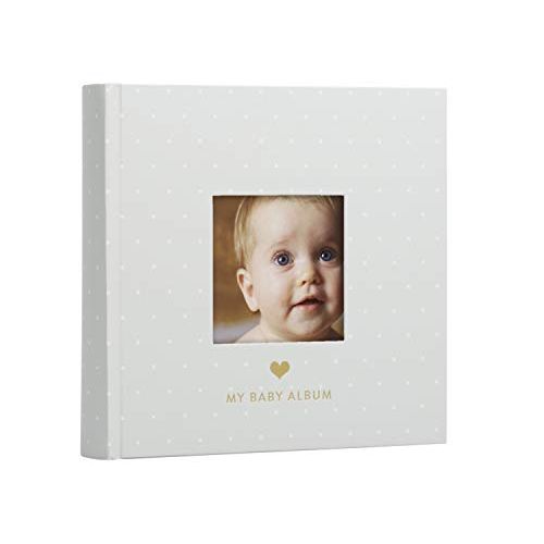  [아마존베스트]Pearhead Baby Photo Album, Gray/White Polka Dots