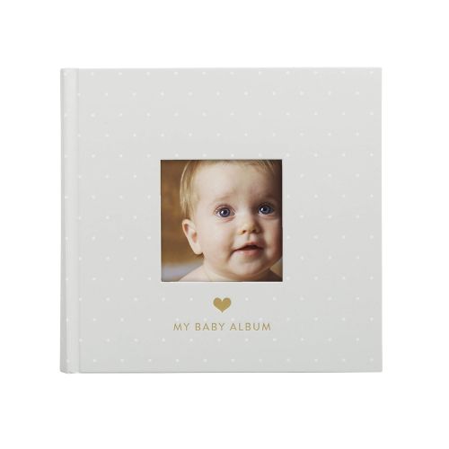  [아마존베스트]Pearhead Baby Photo Album, Gray/White Polka Dots