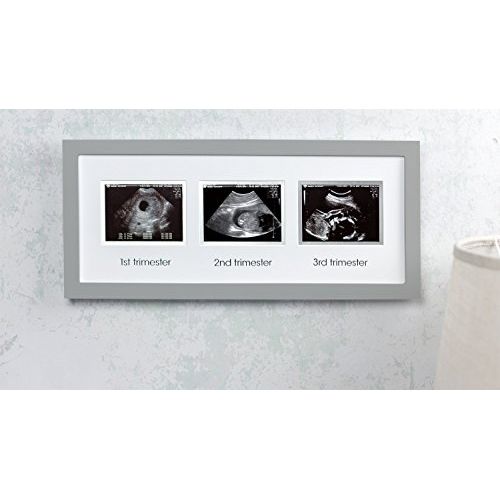  [아마존베스트]Pearhead Triple Sonogram Pregnancy Keepsake Frame, Watch Baby Grow Through All Three Trimesters - Great Gift for Expecting Parents, Grey