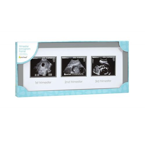  [아마존베스트]Pearhead Triple Sonogram Pregnancy Keepsake Frame, Watch Baby Grow Through All Three Trimesters - Great Gift for Expecting Parents, Grey