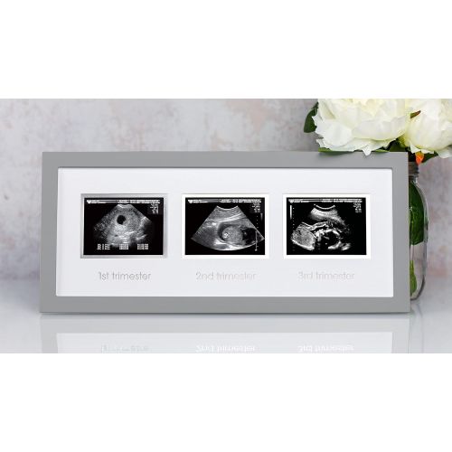  [아마존베스트]Pearhead Triple Sonogram Pregnancy Keepsake Frame, Watch Baby Grow Through All Three Trimesters - Great Gift for Expecting Parents, Grey