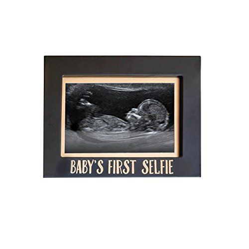  [아마존베스트]Pearhead Babys First Selfie Keepsake Sonogram Photo Frame, Black/Gold
