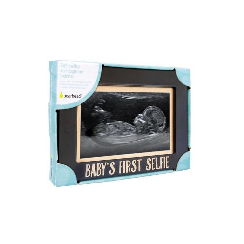  [아마존베스트]Pearhead Babys First Selfie Keepsake Sonogram Photo Frame, Black/Gold