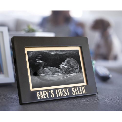  [아마존베스트]Pearhead Babys First Selfie Keepsake Sonogram Photo Frame, Black/Gold