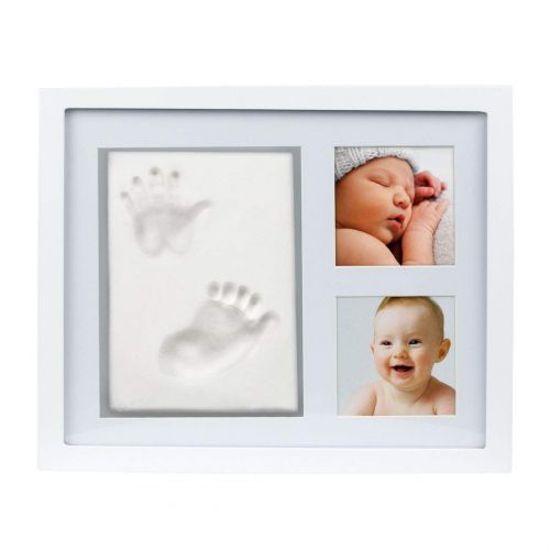  [아마존베스트]Pearhead Babyprints Newborn Baby Print Baby Handprint and Footprint Photo Frame Kit, No Bake Clay Keepsake, Newborn Baby Registry Must Haves, Baby Shower Gift, White