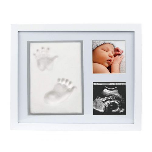  [아마존베스트]Pearhead Babyprints Newborn Baby Print Baby Handprint and Footprint Photo Frame Kit, No Bake Clay Keepsake, Newborn Baby Registry Must Haves, Baby Shower Gift, White