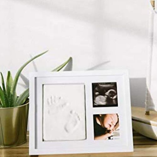  [아마존베스트]Pearhead Babyprints Newborn Baby Print Baby Handprint and Footprint Photo Frame Kit, No Bake Clay Keepsake, Newborn Baby Registry Must Haves, Baby Shower Gift, White