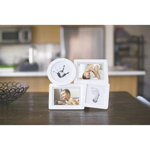  Pearhead Babyprints Newborn Collage Frame withClean-Touch Ink Pad Included, Newborn Baby Registry Must Haves, White