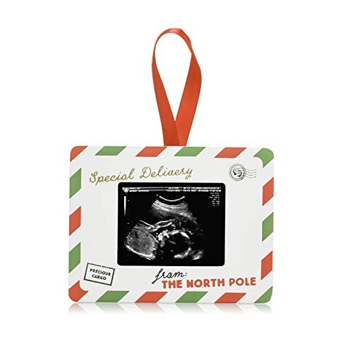  Pearhead Special Delivery Sonogram Ornament, Ultrasound Ornament, Perfect New Baby Holiday Gift for Parents to Be