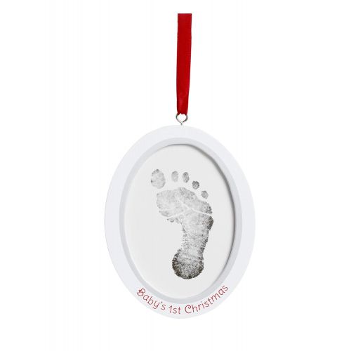  Pearhead Babyprints Newborn Baby Handprint or Footprint Double-Sided Photo Ornament with Clean Touch Ink Pad - Makes A Perfect Holiday Gift for Babys First Christmas
