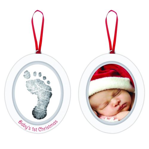  Pearhead Babyprints Newborn Baby Handprint or Footprint Double-Sided Photo Ornament with Clean Touch Ink Pad - Makes A Perfect Holiday Gift for Babys First Christmas