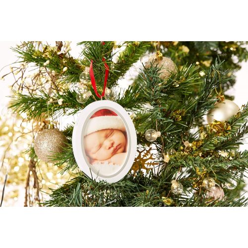  Pearhead Babyprints Newborn Baby Handprint or Footprint Double-Sided Photo Ornament with Clean Touch Ink Pad - Makes A Perfect Holiday Gift for Babys First Christmas