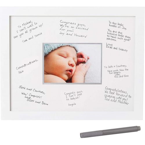  Pearhead Signature Frame Guest Book  Perfect for Any Baby Registry, Includes Mat for Guests to Leave Well-Wishes Great for Celebrating Baby Showers, Birthdays or Any Special Even