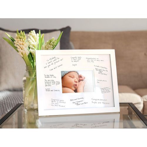  Pearhead Signature Frame Guest Book  Perfect for Any Baby Registry, Includes Mat for Guests to Leave Well-Wishes Great for Celebrating Baby Showers, Birthdays or Any Special Even