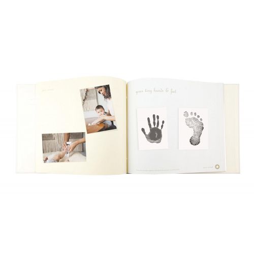  Pearhead First 5 Years Suede Binding Baby Memory Book with Included Clean-Touch Baby Safe Ink Pad to Create Baby’s Hand or Footprint, Blue