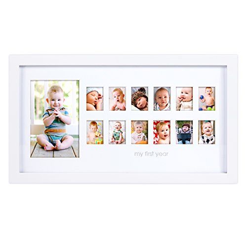  Pearhead My First Year Photo Moments Baby Keepsake Frame, Gift for Mom to Be or Expecting Parents, A Great Baby Registry Addition, White