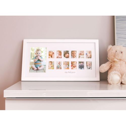  Pearhead My First Year Photo Moments Baby Keepsake Frame, Gift for Mom to Be or Expecting Parents, A Great Baby Registry Addition, White