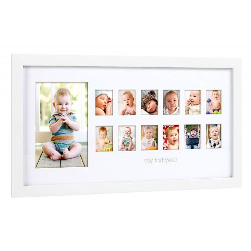 Pearhead My First Year Photo Moments Baby Keepsake Frame, Gift for Mom to Be or Expecting Parents, A Great Baby Registry Addition, White