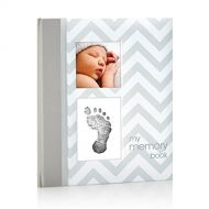Pearhead First 5 Years Chevron Baby Memory Book with Clean-Touch Baby Safe Ink Pad to Make Baby’s Hand or Footprint Included, Gray, Gray Chevron