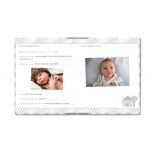  Pearhead First 5 Years Chevron Baby Memory Book with Clean-Touch Baby Safe Ink Pad to Make Baby’s Hand or Footprint Included, Gray, Gray Chevron