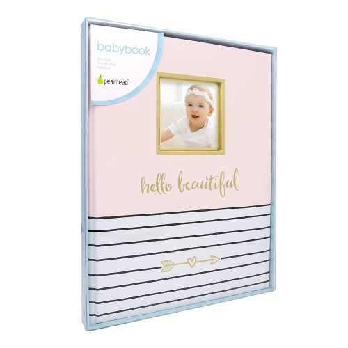  Pearhead Hello Beautiful First 5 Years Baby Memory Book with Photo Insert, Baby Shower Gift Pink