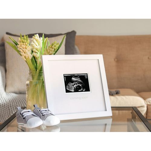  Pearhead Coming Soon Sonogram Keepsake Frame, Perfect Gift for Expecting Parents, Pregnancy Announcement, White