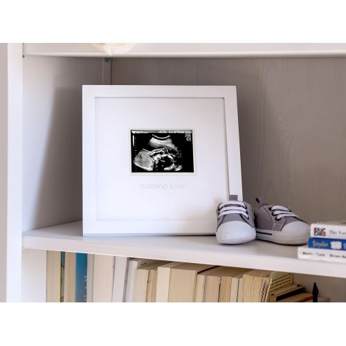  Pearhead Coming Soon Sonogram Keepsake Frame, Perfect Gift for Expecting Parents, Pregnancy Announcement, White