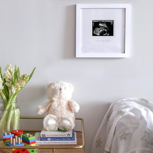  Pearhead Coming Soon Sonogram Keepsake Frame, Perfect Gift for Expecting Parents, Pregnancy Announcement, White