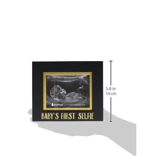  Pearhead Babys First Selfie Keepsake Sonogram Photo Frame, Black/Gold