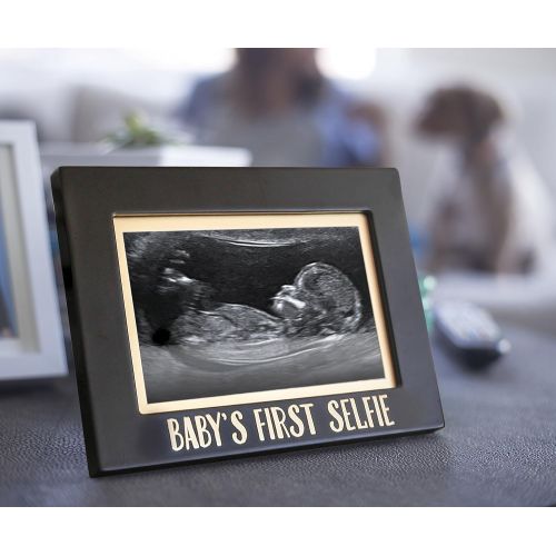  Pearhead Babys First Selfie Keepsake Sonogram Photo Frame, Black/Gold