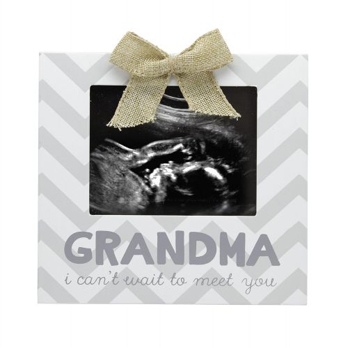  Little Blossoms by Pearhead Grandma I Cant Wait to Meet You Chevron Sonogram Frame, Christmas Gift for Grandma, Gray & White