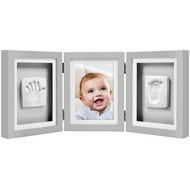 Pearhead Babyprints Baby Handprint and Footprint Deluxe Desk Photo Frame & Impression Kit - Makes A Perfect Baby Shower, Gray