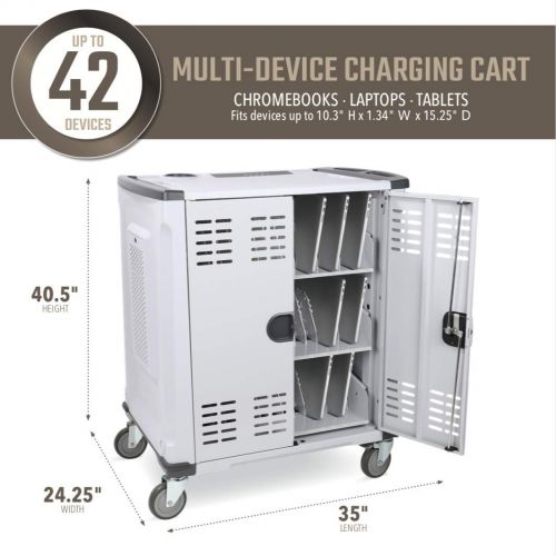  [아마존 핫딜]  [아마존핫딜]Pearington 42 Device Smart Charging Cart - Ships Fully Assembled - Store Up to 15.6 inch Screen Size - Compatible with Chromebook, iPad & Laptop Computers- Secure Locking Storage