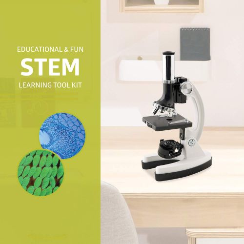  [아마존베스트]Pearington Kids Beginner Metal Microscope Set- Kid’s Stem Toys, Educational Gifts, Science Kits- 58 Piece Accessory Kit and Case- with LED Light; 120X, 240X, 300X, 480X, 600X, and