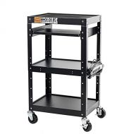 Pearington AV and Presentation Cart Stand for Video Projector, TV, Laptop Computers, Printers-Metal Construction Rolling Storage Cart with Adjustable Shelves and 4 wheels;4 outlets
