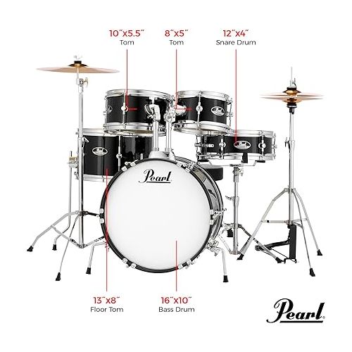  Pearl Roadshow Jr. 5 Piece Drum Set with Hardware and Cymbals (RSJ465C/C33)