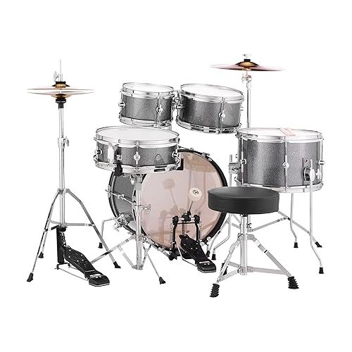  Pearl Roadshow Jr. 5 Piece Drum Set with Hardware and Cymbals, Gindstone Sparkle (RSJ465C/C708)