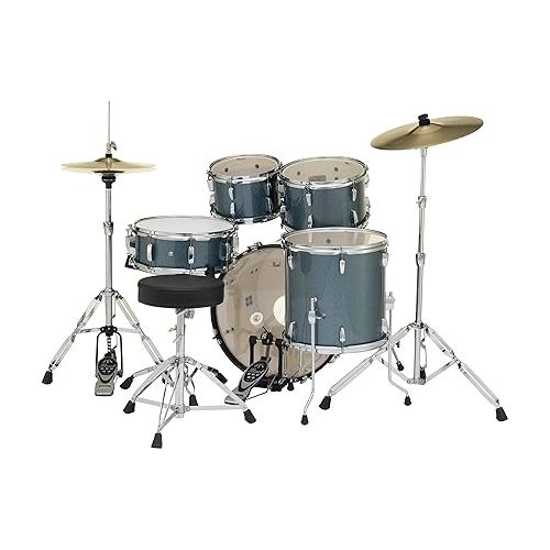  Pearl Roadshow Drum Set 5-Piece Complete Kit with Cymbals and Stands, Aqua Blue Glitter (RS505C/C703)