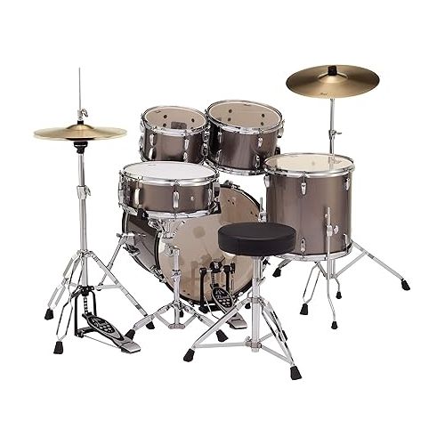  Pearl Roadshow Drum Set 5-Piece Complete Kit with Cymbals and Stands, Bronze Metallic (RS505C/C707)