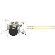Pearl Roadshow 5-Piece Drum Set with Vater 5B Wood Tip Hickory Drum Sticks, Bronze Metallic (RS525SC/C707)