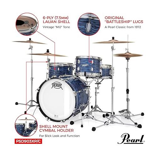  Pearl President Series Deluxe 3-piece 75th Anniversary Edition Shell Pack in Ocean Ripple (#767) covered finish featuring 20