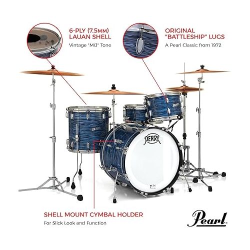  Pearl President Series Deluxe 3-piece 75th Anniversary Edition Shell Pack in Ocean Ripple (#767) covered finish featuring 20