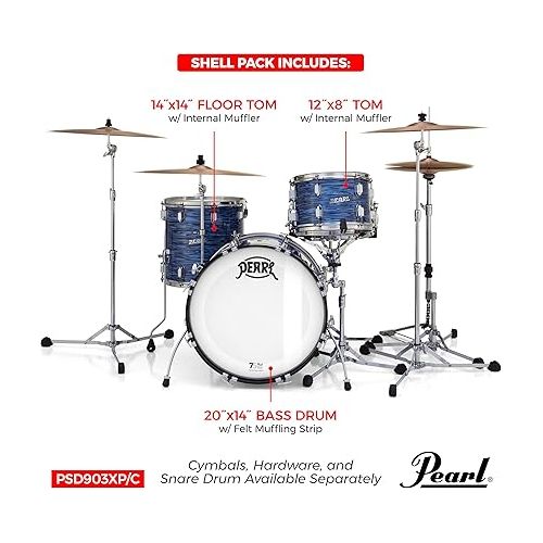  Pearl President Series Deluxe 3-piece 75th Anniversary Edition Shell Pack in Ocean Ripple (#767) covered finish featuring 20
