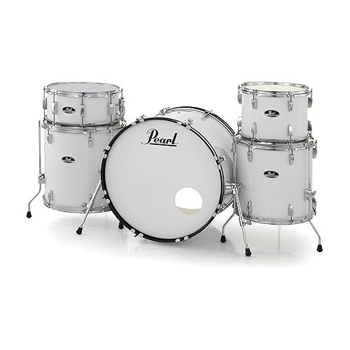  Pearl Roadshow Drum Set 5-Piece Complete Kit with Cymbals and Stands Pure White (RS525WFC/C33)