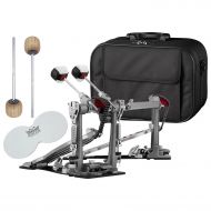 Pearl P2052C Eliminator Red Line Double Bass Drum Pedal Chain Drive w/ Case, Impact Patches and Extra Wood Beaters